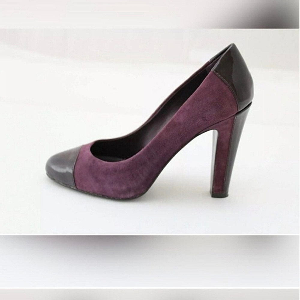 Plum Suede Patent Leather Pumps Lauren Ralph Lauren 8.5